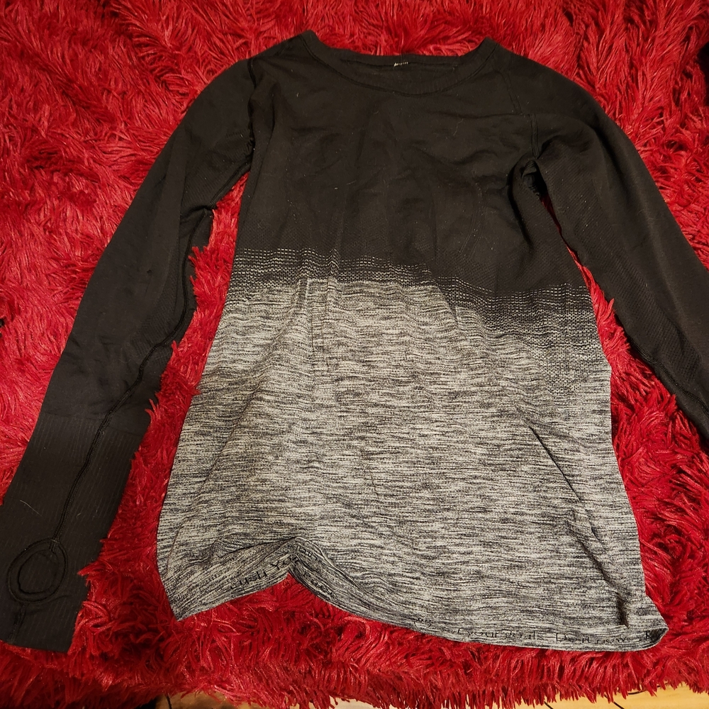 Lulu Stylish Black and Gray Women's Top